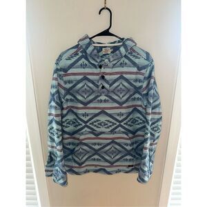 Faherty Mens Aztec Tribal Blue Poncho Hoodie Size Small